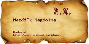 Mazák Magdolna névjegykártya