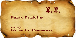 Mazák Magdolna névjegykártya